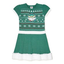 DISNEY Star Wars GROGU Holiday Knit Christmas Dress Size 10/12 NEW