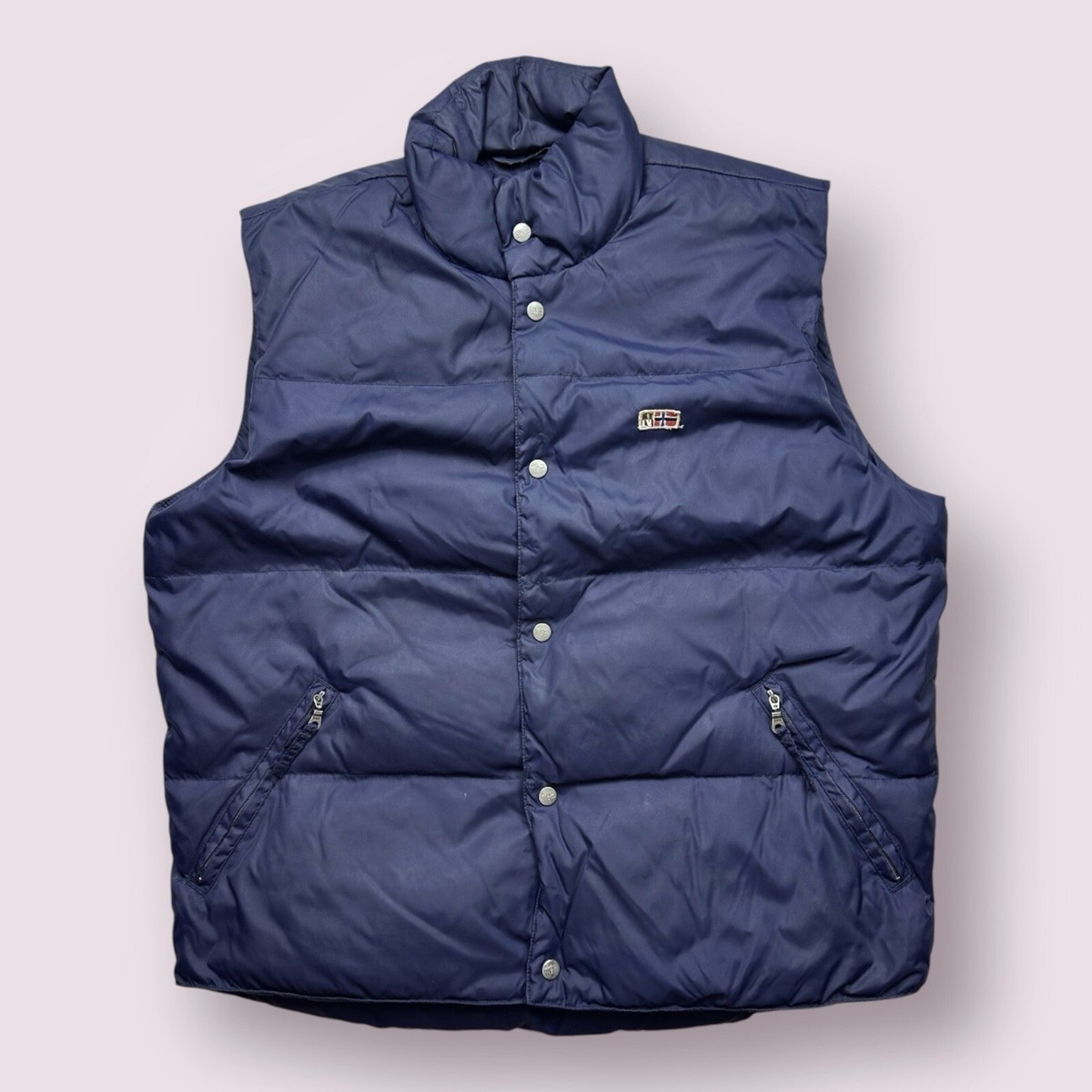 Vintage Men's Napapijri Down Puffer Vest Outdoors Hiking Size