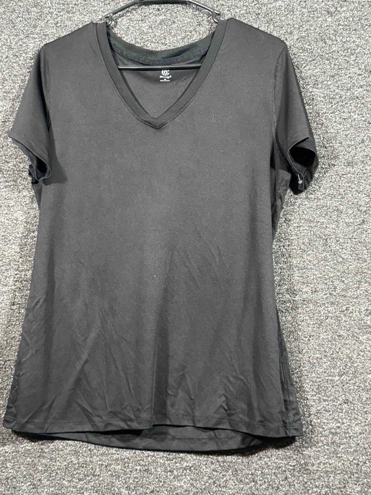 Champion Womens T-Shirt Black Short Sleeve V-Neck Size XL
