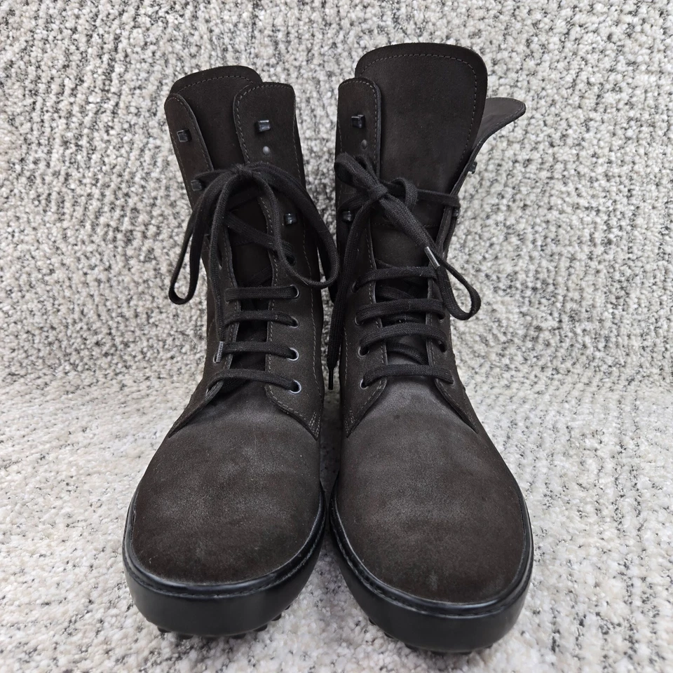 Tods Botas Mujer Talla 8.5 Tobillo Con Cordones Marrón Gamuza Cuero Hechas en Italia Usadas en Excelente Condición Foto 2 de 4