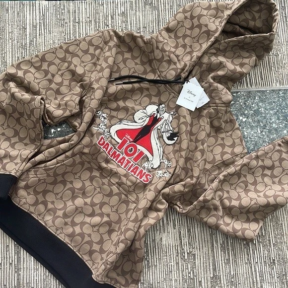 Felpa con cappuccio oversize Disney X Coach Signature 101 Dalmatians LOGO vestibilità media grande