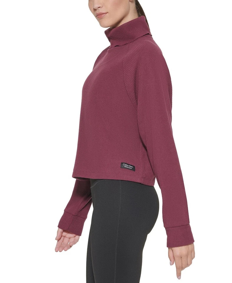Calvin Klein Performance Women's Garnet Polyester Turtleneck Long-Sleeve Top L - Image 3 of 4