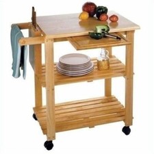 Carro utilitario de madera de haya carro de almacenamiento de cocina rodante microondas estante isla
