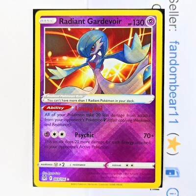 Radiant Gardevoir SHINY HOLO RARE card 069/196 SWSH Lost Origin 2022 Pokemon TCG