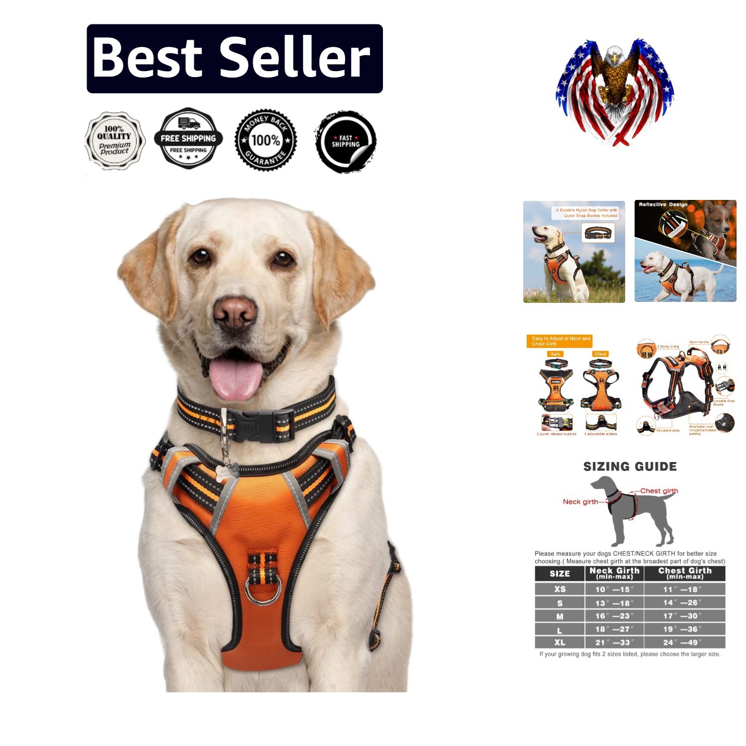 WINSEE No-Pull Dog Harness Set – Reflective Harness, Collar & Leash For Small To XL Dogs - View #13