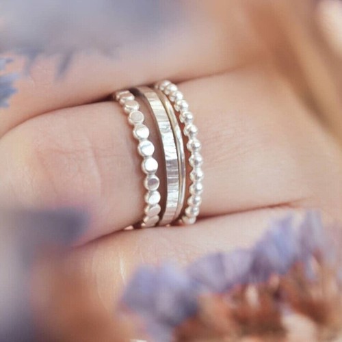 Solid 925 Sterling Silver Minimalist & stacking SetHandmade Ring All Size- JS-16 - Picture 3 of 6