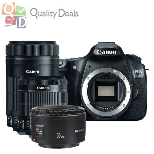 NEW Canon EOS 60D Tri-lens Kit 18-55mm, 55-250mm, 50mm 1 Year Warranty