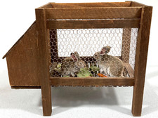 Dollhouse Miniature Rabbit Bunny Hutch 2 Artisan Mary Hoot Bunnys Inside 1:12