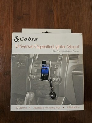 Cobra CWA MNT110UNI Universal Cigarette Lighter Mount  w/USB Port FAST FREE SHIP