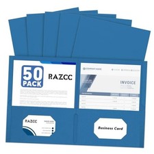 Two Pocket Folders, 50 Pack 2 Pocket Folders Fit Letter Size Paper, Navy Blue