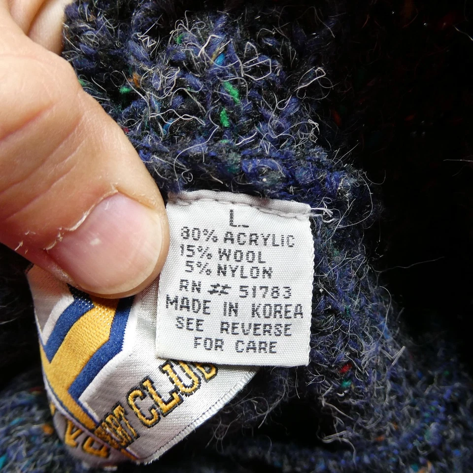 Vintage Paris Sport Club Sweater Womens L Blue Turtleneck Wool Blend Oversized - Image 4 of 4