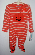 Holiday Halloween Carter's Newborn Orange Pumpkin Footed Pajamas Clothing