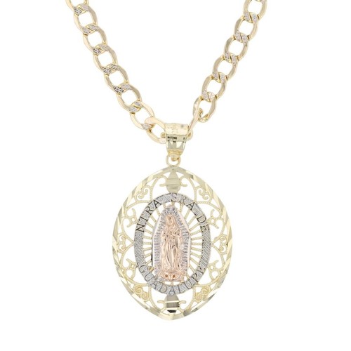 Our Lady of Guadalupe Pendant on 22" Necklace 14k Multi-Tone Gold 10.36 ...