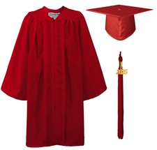 Matte Kindergarten Preschool Graduation Gown Cap Set with 2025 Tassel Red 33...
