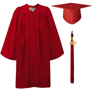 Matte Kindergarten  Preschool Graduation Gown Cap Set with 2025 Tassel Red 33...