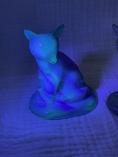 Blue Swirl Slag Glass Sly Fox By Boyd Excellent Condition