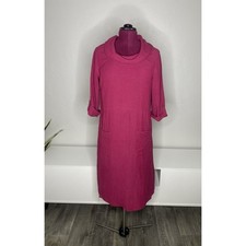 Soft Surroundings Midi Dress Women's M Everly Gauze 3/4 Sleeve Berry Pockets
