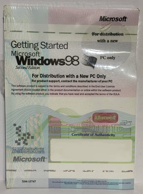 New Sealed Windows 98 Second Edition OEM CD And Book