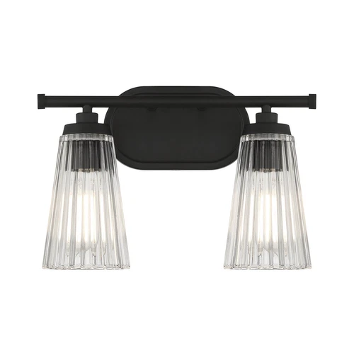 Savoy House Chantilly 2-Light Bathroom Vanity Light with Clear Fluted Glass - Picture 1 of 17