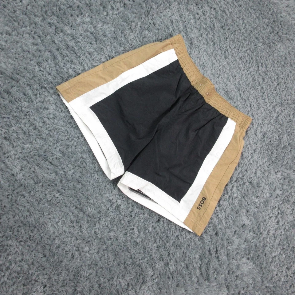 Pantalones cortos de natación de playa BOSS para hombre medianos negros tostados blancos bloques de colores 29x6* Foto 2 de 4