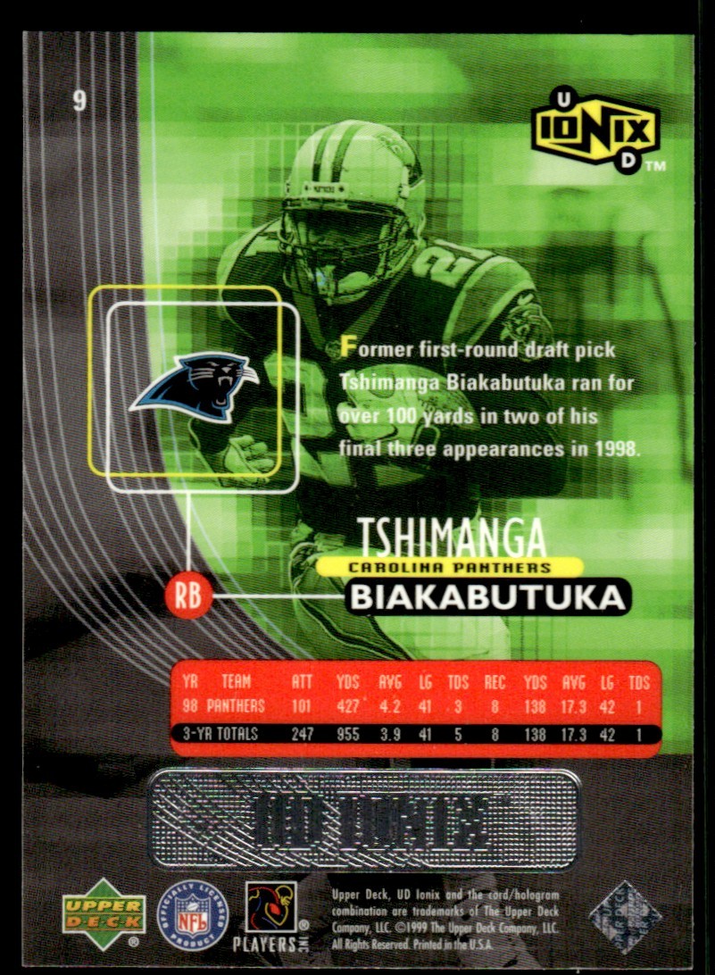 UDK★ 1999 UD Ionix - Tim Biakabutuka #9 for sale online | eBay