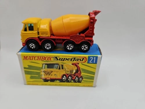 Lesney Matchbox Foden Concrete Truck No 21 Yellow Red Superfast G Box