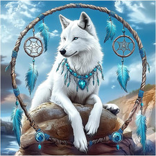 Wolf Dreamcatcher 5D Diamond Art Kit   Vivid Animal Wall Decor for Adults