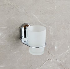 Chrome Wall-Mounted SUS ABS Toothbrush Holder Set Glass Cup Bathroom Organizer