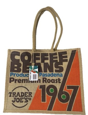 Trader Joe's Coffee Beans Tote Reusable Jute Burlap Bag Tote NWT