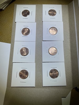 Complete 8 Piece Set Lincoln 2009 Cent Penny P & D Mint, Unc In Coin 2x2 Flips
