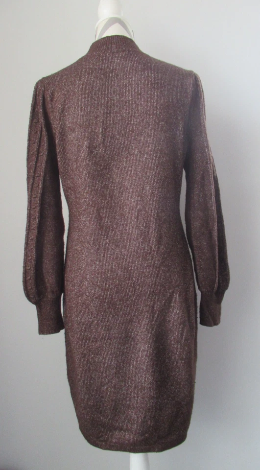 Calvin Klein 4338 Sweater Dress Women Size M Broun Long Sleeve Cowl Neck - Image 4 of 4