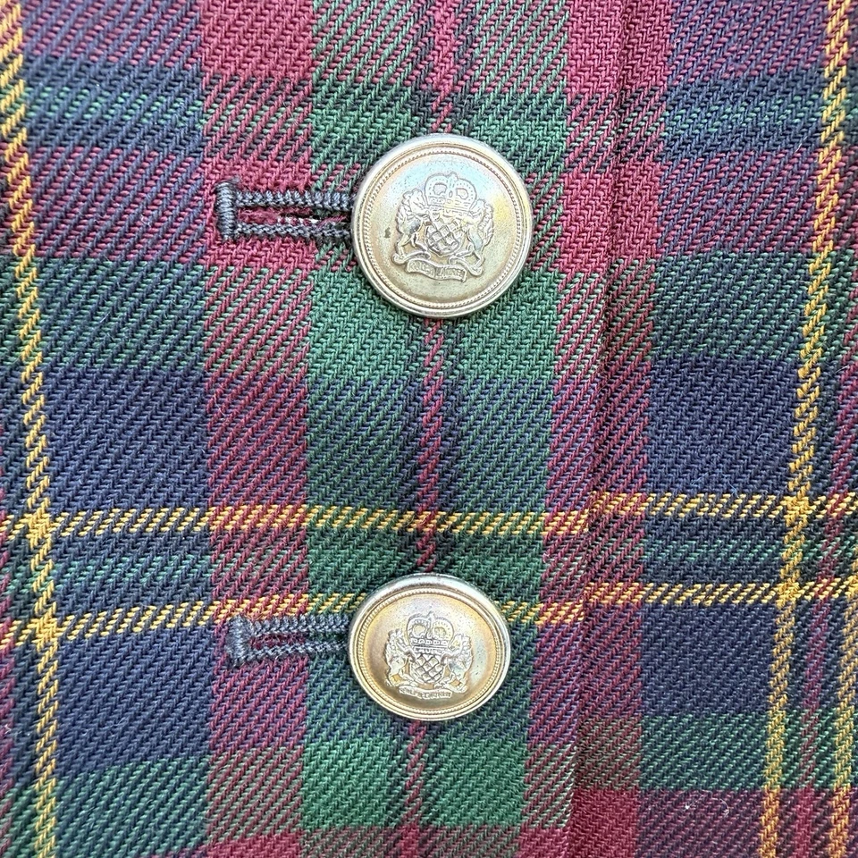 VTG Ralph Lauren Wool Equestrian Riding Jacket Blazer Velvet Collar Plaid Sz 6 - Image 4 of 4