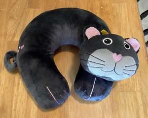 Kids Travel Neck Pillow Black Kitty Cat