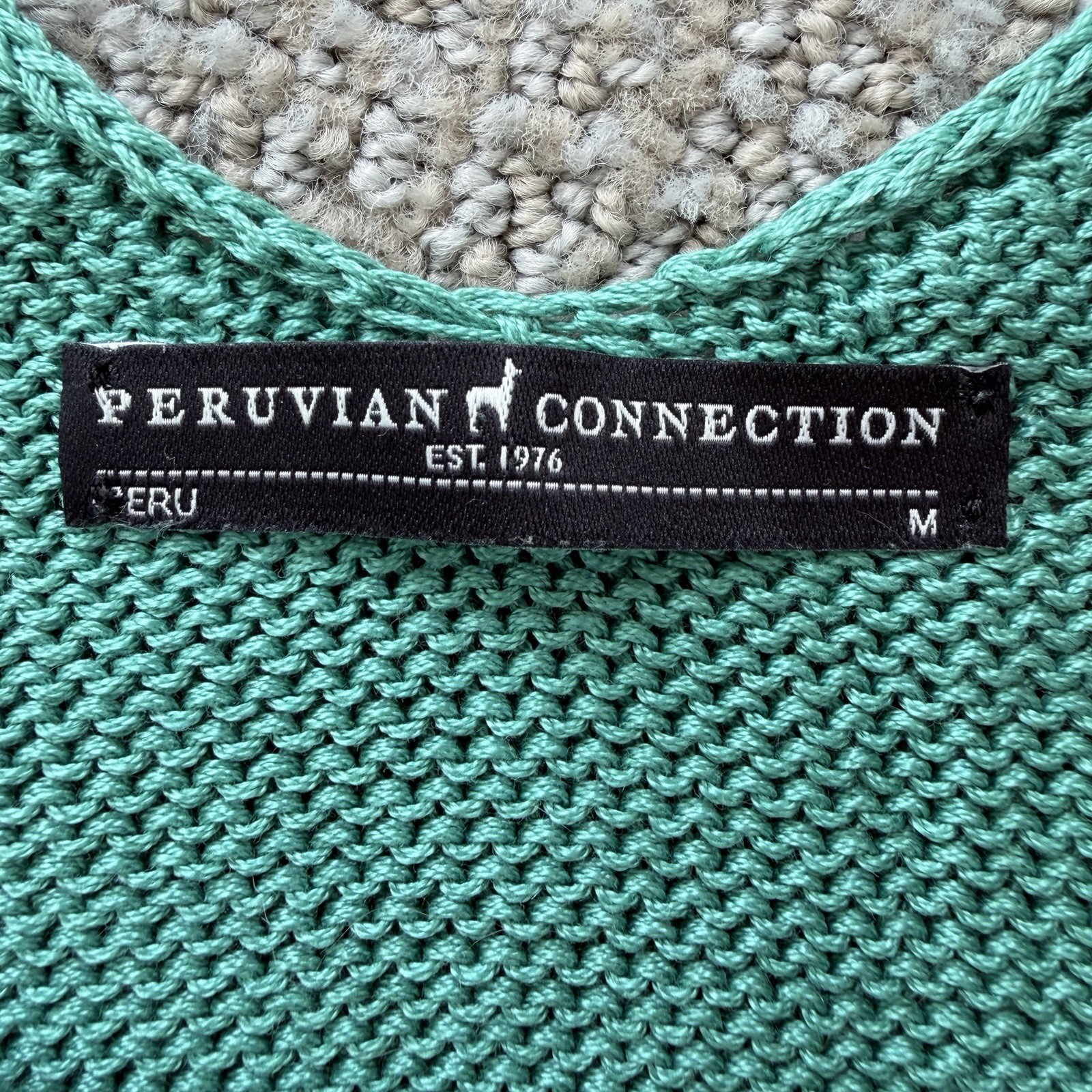Peruvian Connection Green Cable Knit Sweater Vest… - image 3