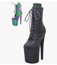 Women's 8" Pole Dance Ankle Boots Stiletto Exotic Heel Shoe Size 6 Holograpic