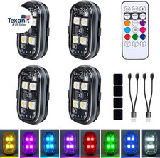 Upgraded 4Leds 4PCS Wireless LED Strobe Lights with Remote Control, 8 Colors Typ