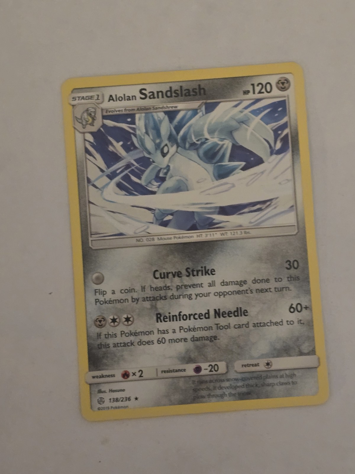 Alolan Sandslash 138/236 Rare SM - Cosmic Eclipse Pokémon Card