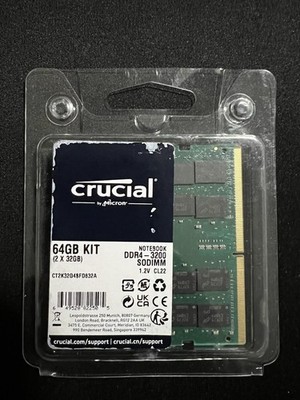メモリー crucial DDR4-3200 64GB KIT (2x32GB) Crucial 64GB DDR4 RAM Kit (2x32GB), 3200MHz (PC4-25600) CL22