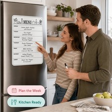 Magnetic Weekly Meal Planner, Fridge Dry Erase Menu Board