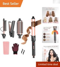 Fast Heating 4-in-1 Hair Curler  Straightener Combo - Dual Voltage Ready