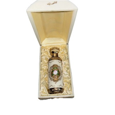 White / Gold Perfume Bottle In Decorated Box EUC