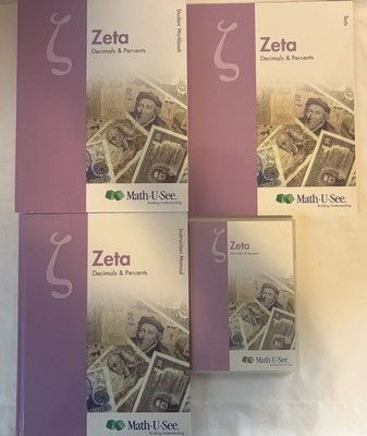 Math-U-See Zeta Curriculum Set Workbook Tests Manual DVD Unused
