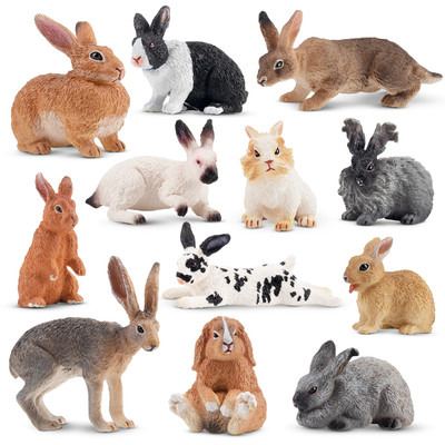 12PCS Bunny Figures Toys for Kids, Easter Rabbit Figures Farm Animal Toy for ...