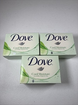 VTG Dove Cool Moisture Skin Care Soap Bar Cucumber Green Tea Scent Lot 3 SEALED