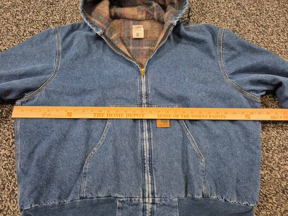 Carhartt винтажный 90-х джинсовой ткани с капюшоном Jean Workwear куртка размер 2XL J08DST - Изображение 4 из 4