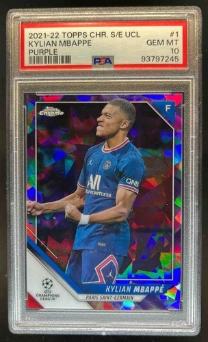 2021 Topps Chrome Sapphire UEFA Kylian Mbappe Refractor Purple #/25 PSG PSA 10