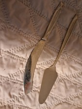 Solid Brass Cake Knife And Serving  Spatula  Set