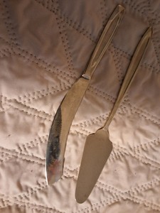 Solid Brass Cake Knife And Serving  Spatula  Set