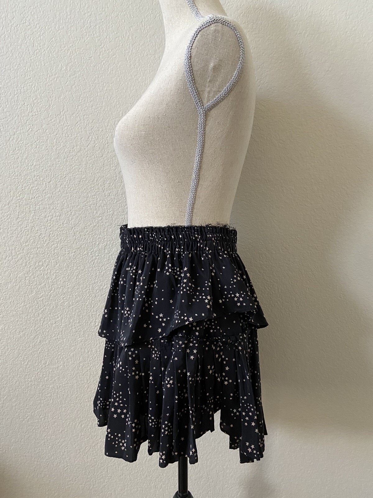 Medium - LoveShackFancy Ruffle Mini Skirt Black N… - image 7