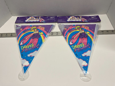 1995 Sky Dancers Flag Banner - Lot Of 2 - Sealed New - Happy Birthday - 12ft